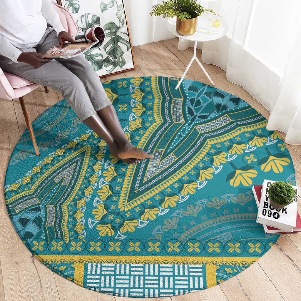 Dashiki Round Carpet Luxury Afro - Teal LT7