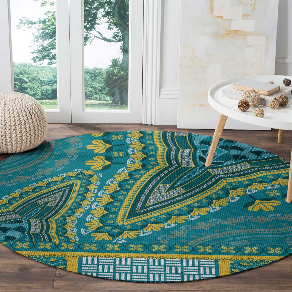 Dashiki Round Carpet Luxury Afro - Teal LT7