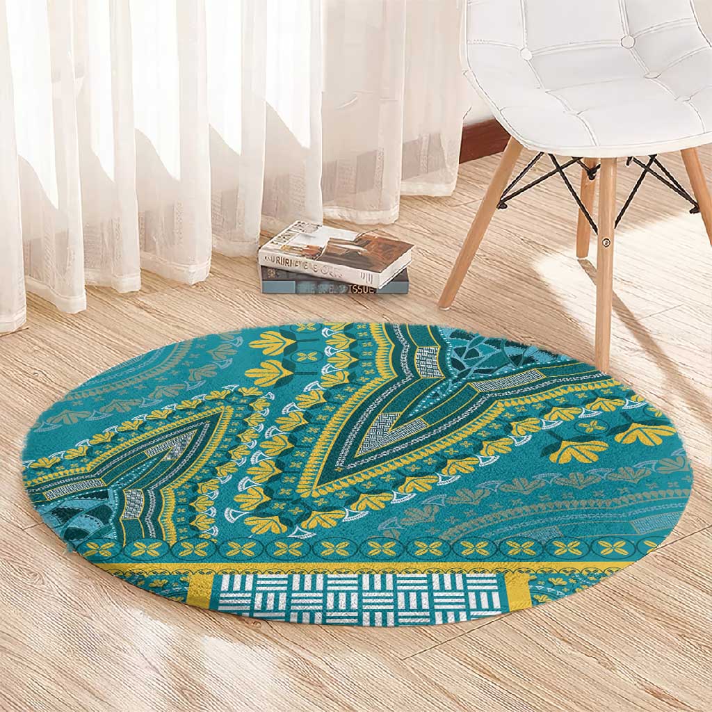 Dashiki Round Carpet Luxury Afro - Teal LT7