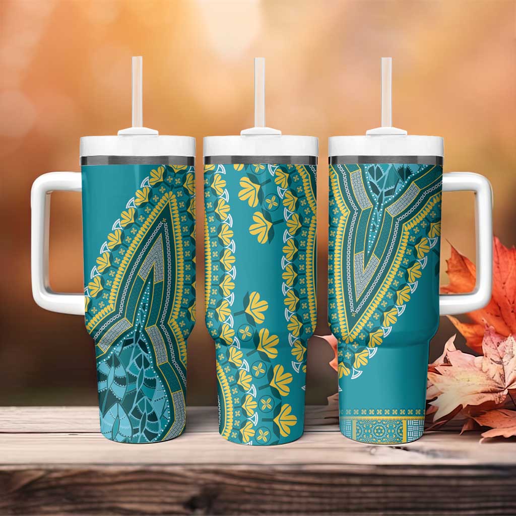 Dashiki Tumbler With Handle Luxury Afro - Teal LT7