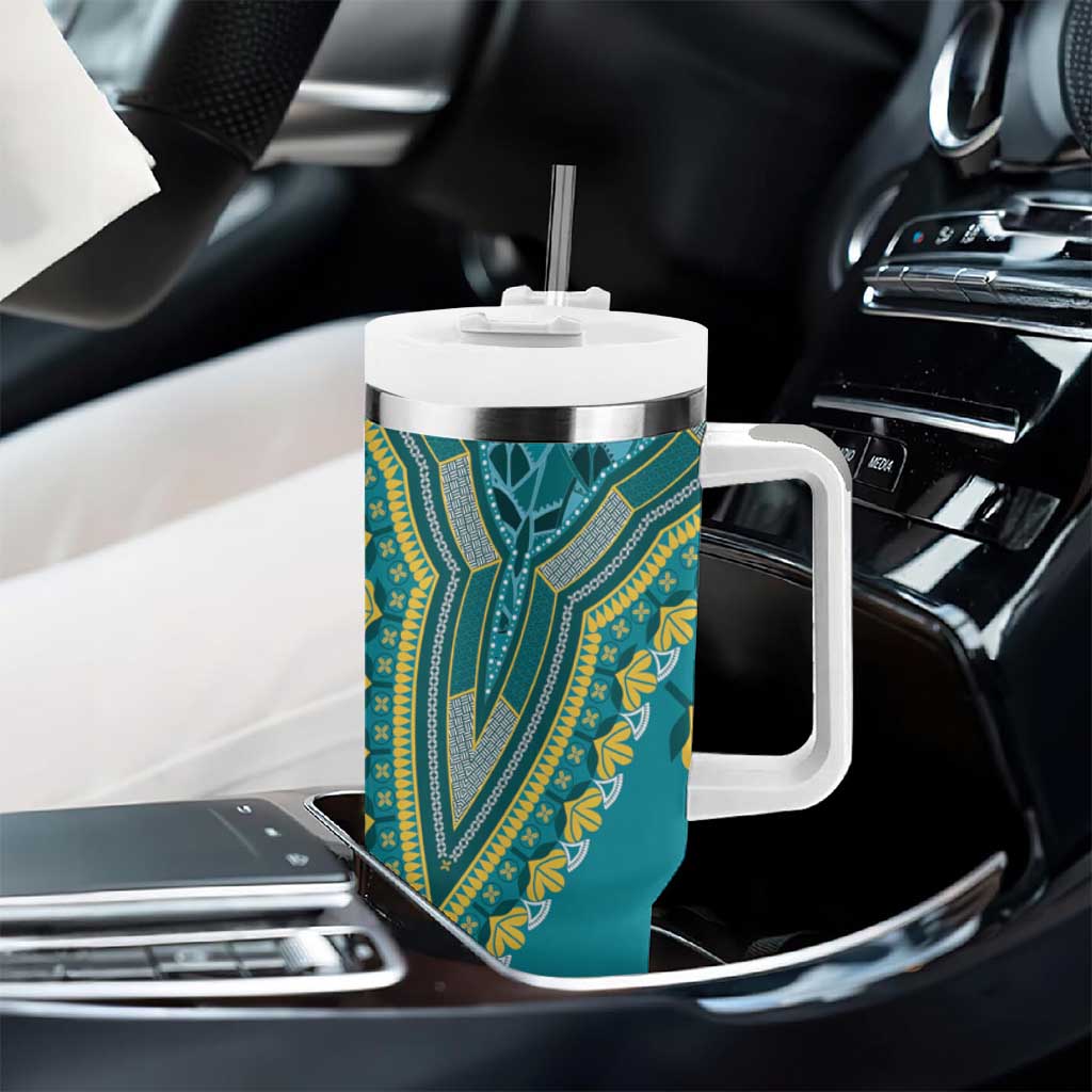 Dashiki Tumbler With Handle Luxury Afro - Teal LT7