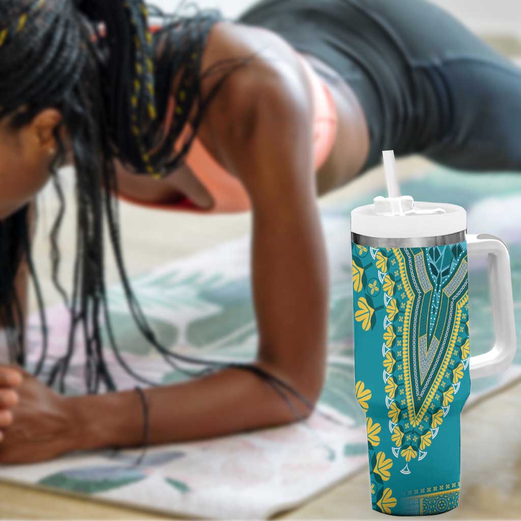 Dashiki Tumbler With Handle Luxury Afro - Teal LT7