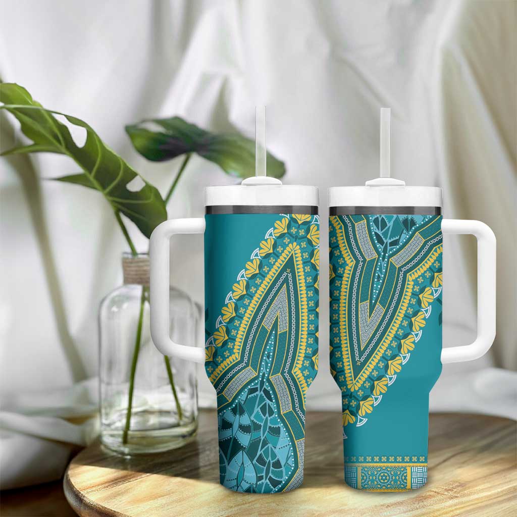 Dashiki Tumbler With Handle Luxury Afro - Teal LT7