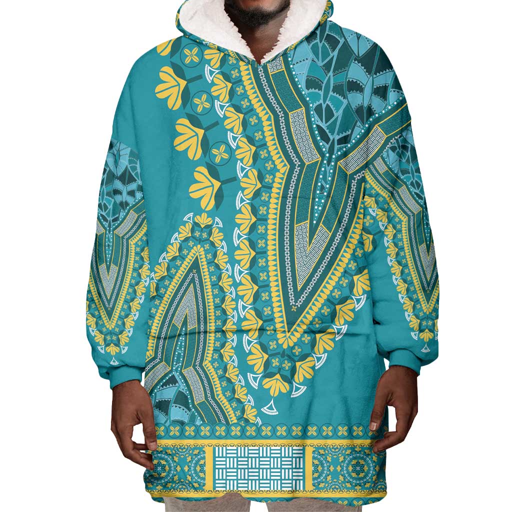 Dashiki Wearable Blanket Hoodie Luxury Afro - Teal LT7