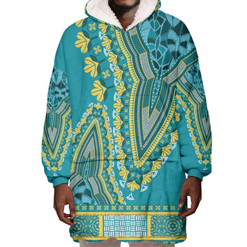 Dashiki Wearable Blanket Hoodie Luxury Afro - Teal LT7