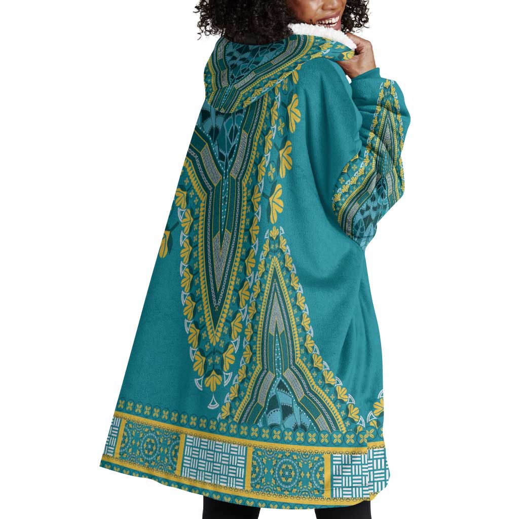 Dashiki Wearable Blanket Hoodie Luxury Afro - Teal LT7