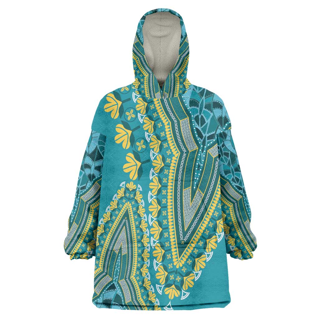 Dashiki Wearable Blanket Hoodie Luxury Afro - Teal LT7