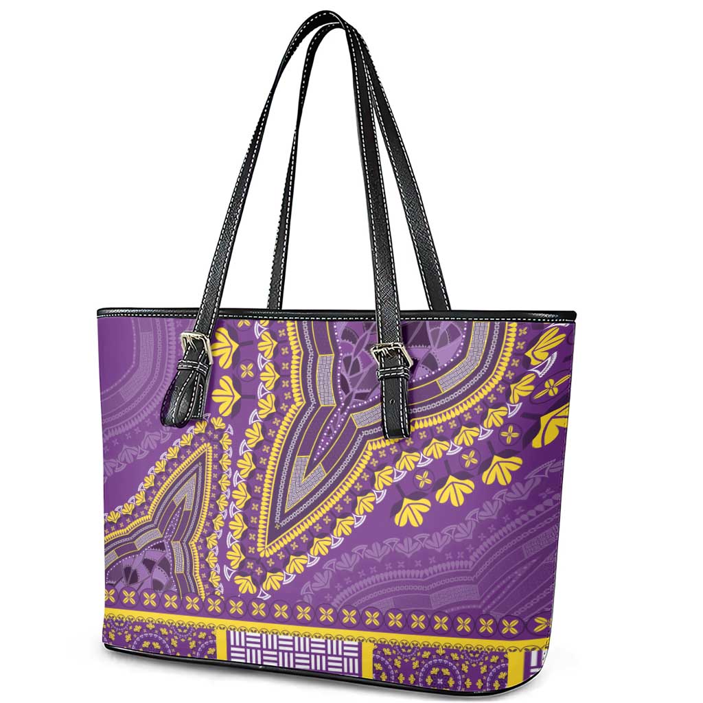 African Dashiki Leather Tote Bag Luxury Violet LT7