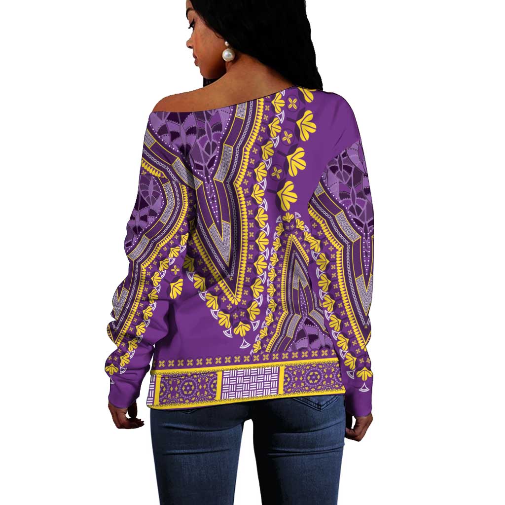 Dashiki Off Shoulder Sweater Luxury Afro - Violet LT7