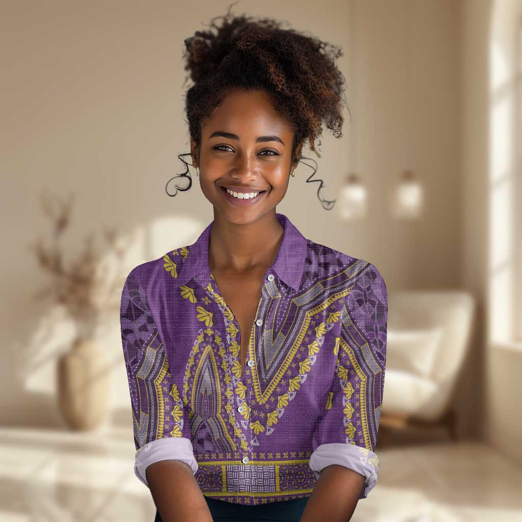 Dashiki Women Casual Shirt Luxury Afro - Violet LT7
