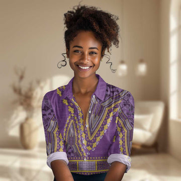 Dashiki Women Casual Shirt Luxury Afro - Violet LT7