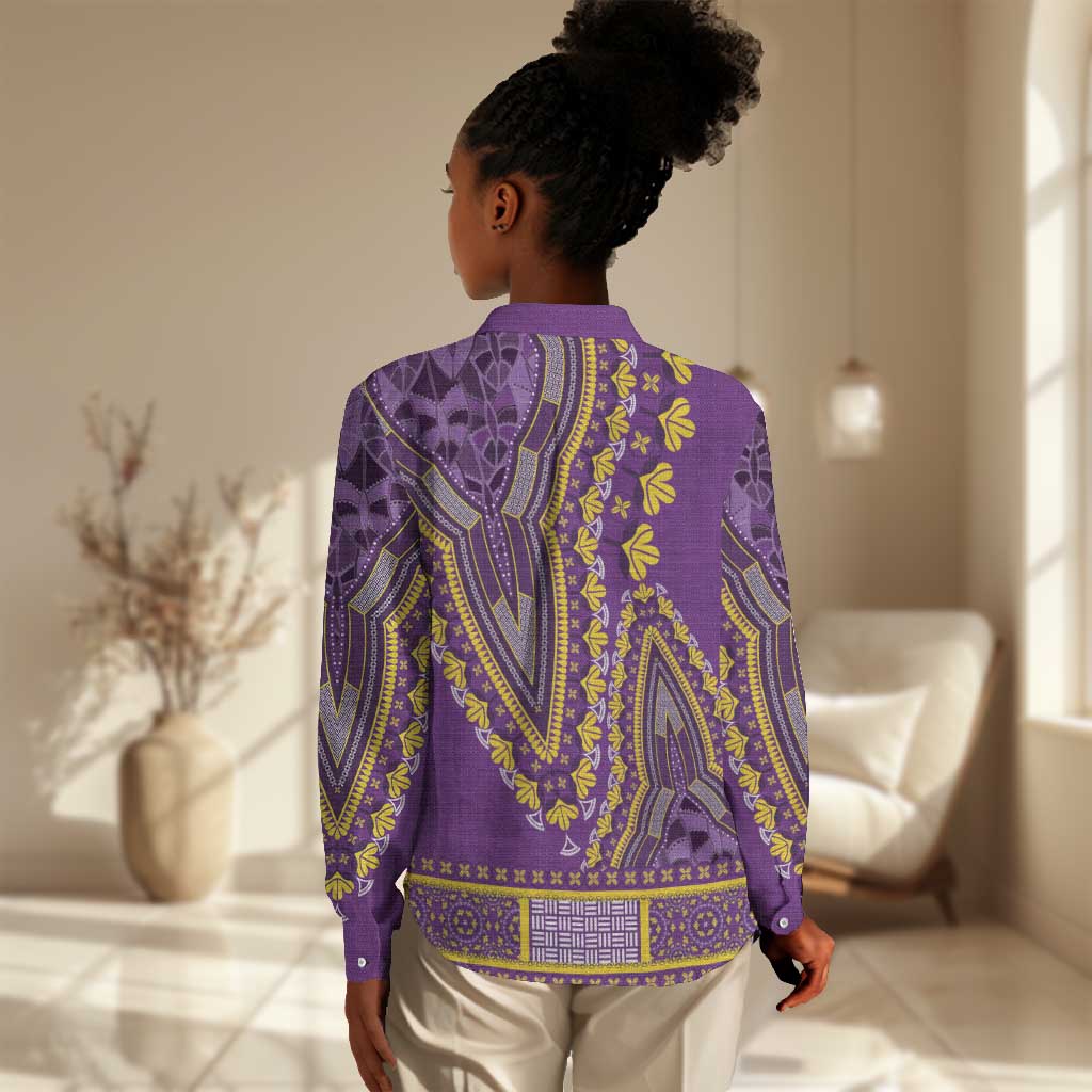 Dashiki Women Casual Shirt Luxury Afro - Violet LT7