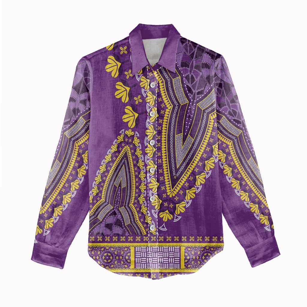 Dashiki Women Casual Shirt Luxury Afro - Violet LT7