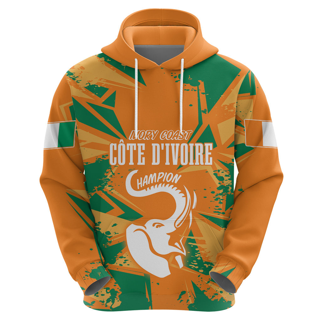 Ivory Coast Football Custom Hoodie Les Elephants Champions LT7