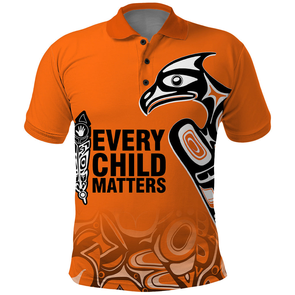 Canada Indigenous Polo Shirt Aboriginal Bird Art - Every Child Matters LT7