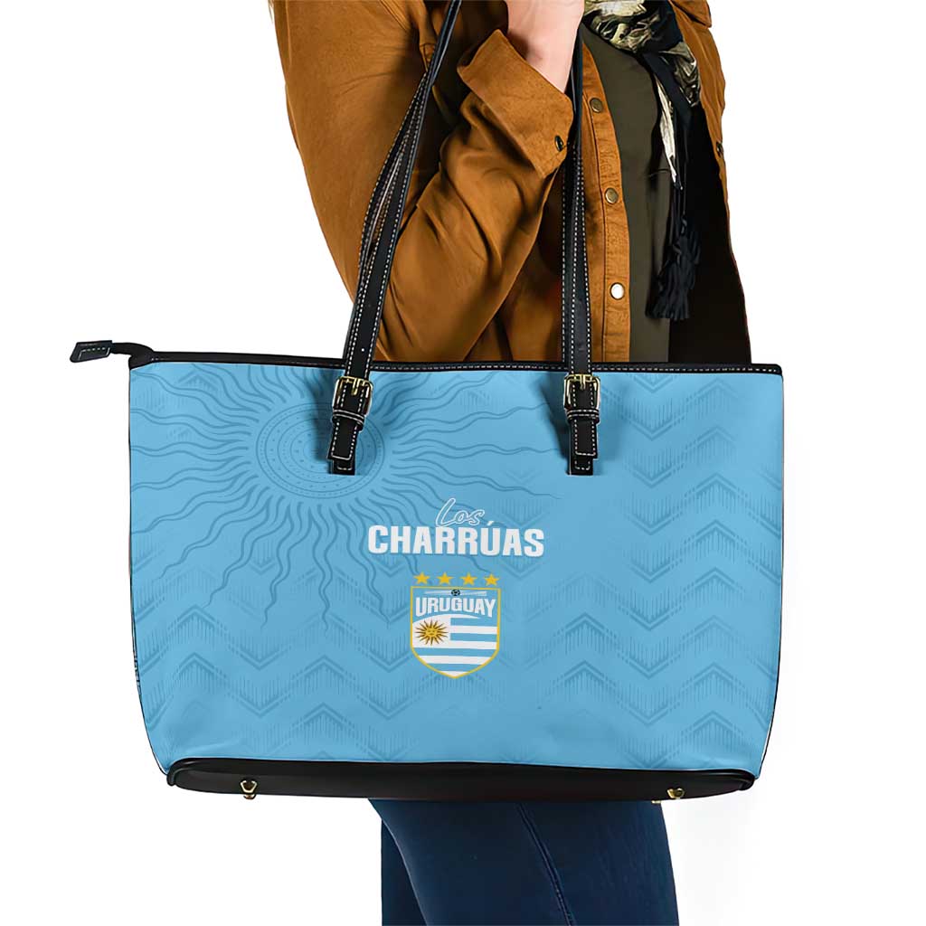 Uruguay Football 2024 Custom Leather Tote Bag Los Charruas Sol de Mayo Ornamental Style LT7