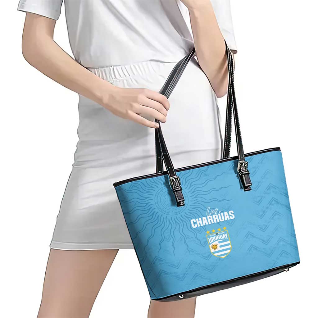 Uruguay Football 2024 Custom Leather Tote Bag Los Charruas Sol de Mayo Ornamental Style LT7
