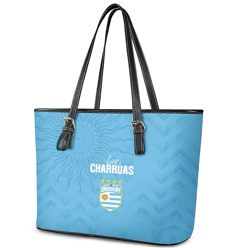 Uruguay Football 2024 Custom Leather Tote Bag Los Charruas Sol de Mayo Ornamental Style LT7