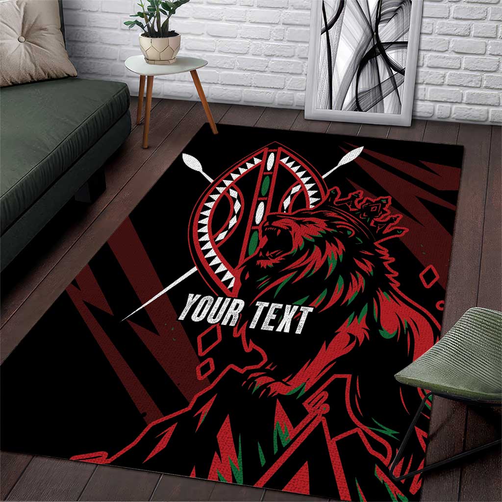 Kenya Personalized Lion Area Rug Stylized Maasai Shield LT7