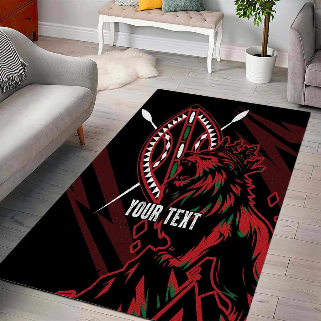Kenya Personalized Lion Area Rug Stylized Maasai Shield LT7