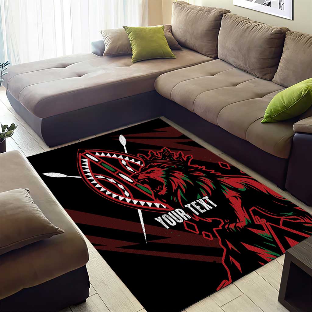 Kenya Personalized Lion Area Rug Stylized Maasai Shield LT7