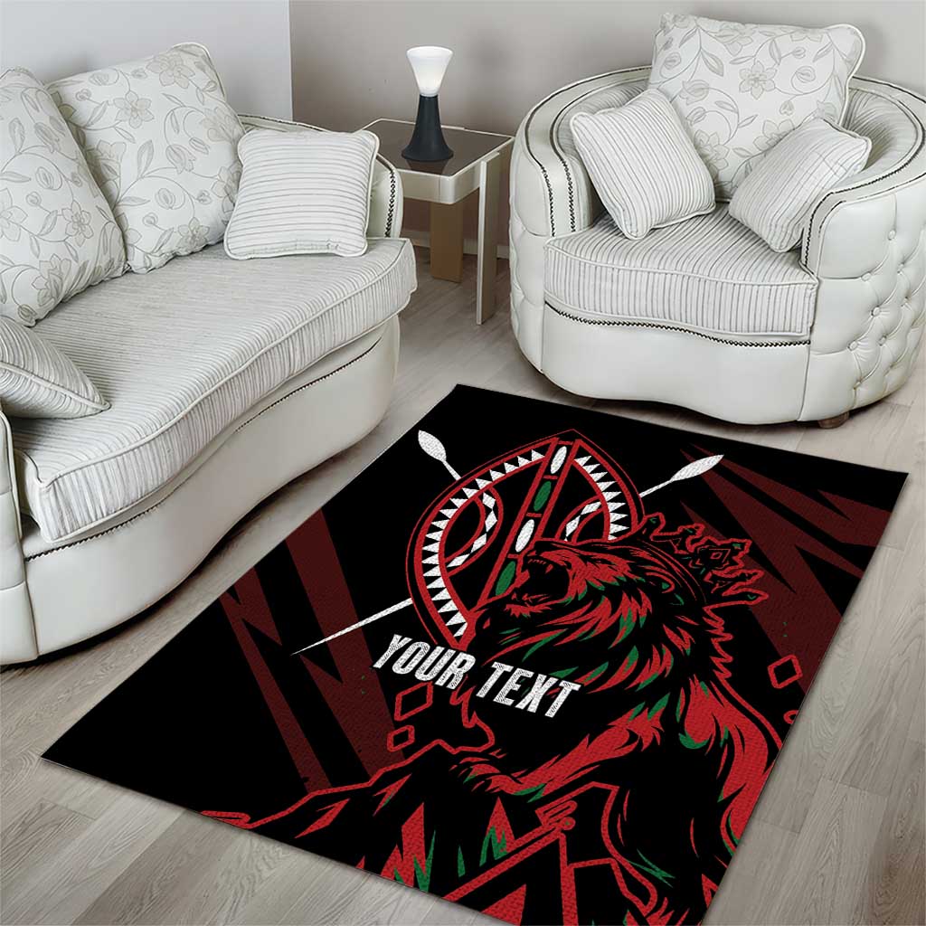 Kenya Personalized Lion Area Rug Stylized Maasai Shield LT7