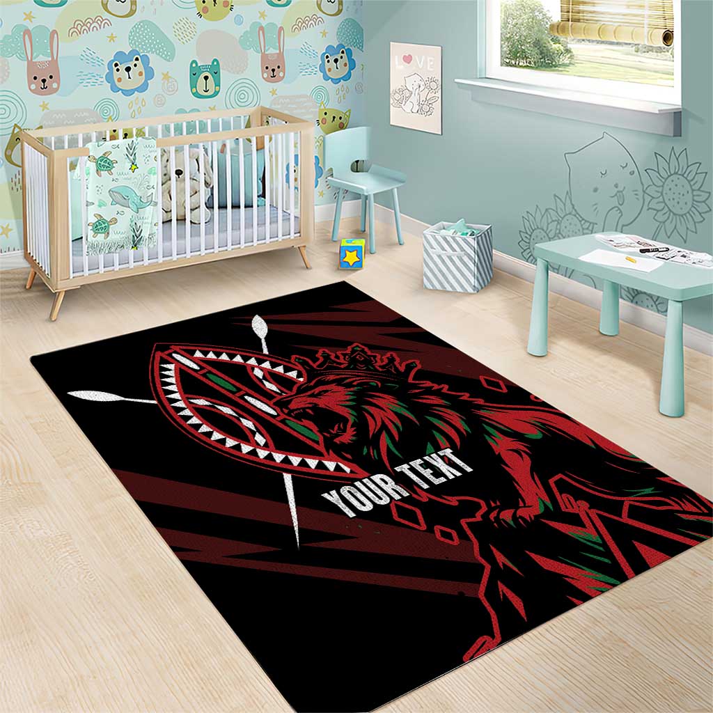Kenya Personalized Lion Area Rug Stylized Maasai Shield LT7