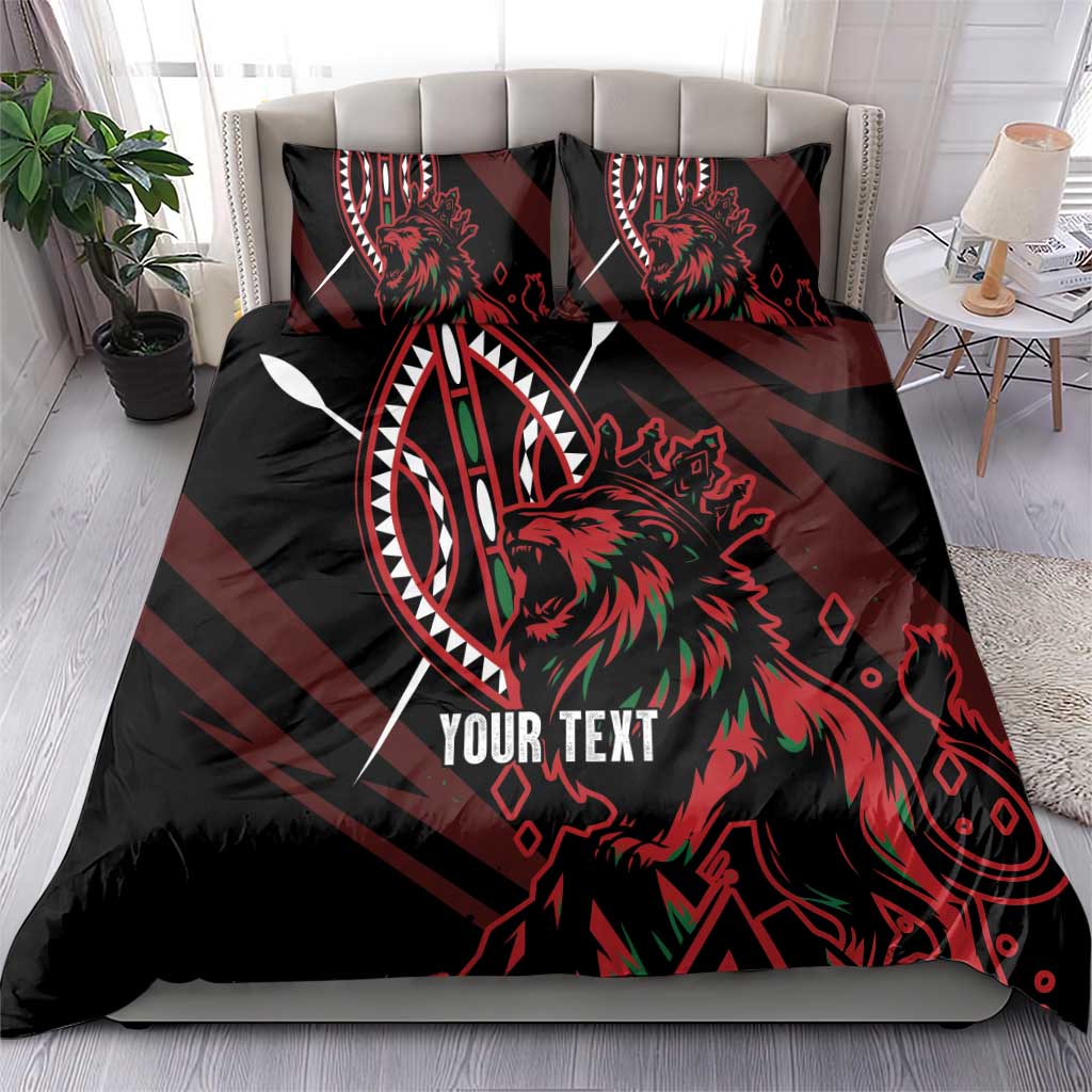 Kenya Personalized Lion Bedding Set Stylized Maasai Shield LT7