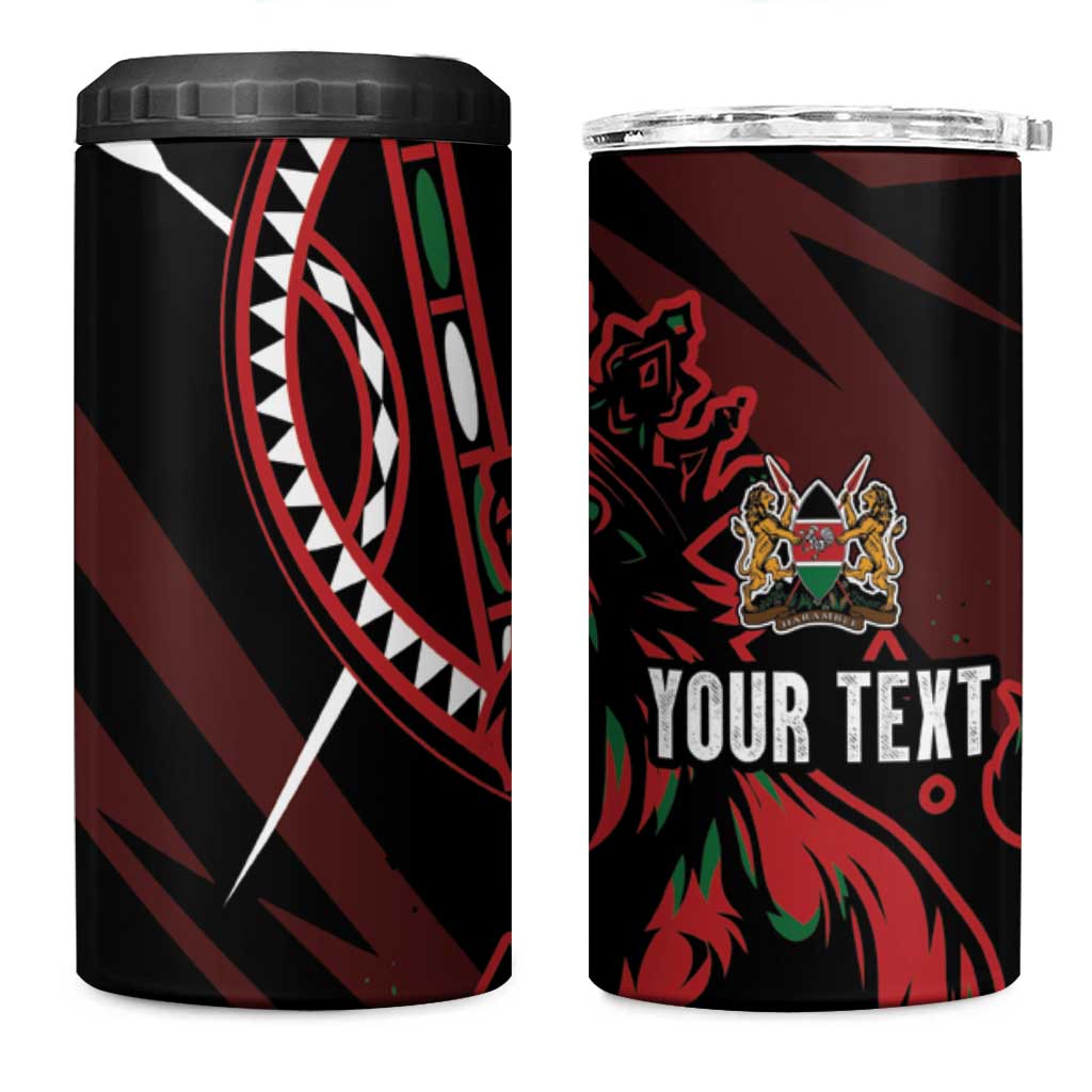 Kenya Personalized Lion 4 in 1 Can Cooler Tumbler Stylized Maasai Shield LT7