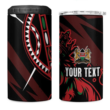 Kenya Personalized Lion 4 in 1 Can Cooler Tumbler Stylized Maasai Shield LT7