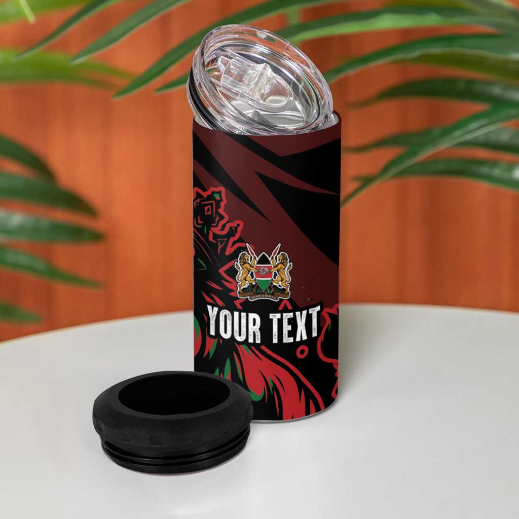 Kenya Personalized Lion 4 in 1 Can Cooler Tumbler Stylized Maasai Shield LT7
