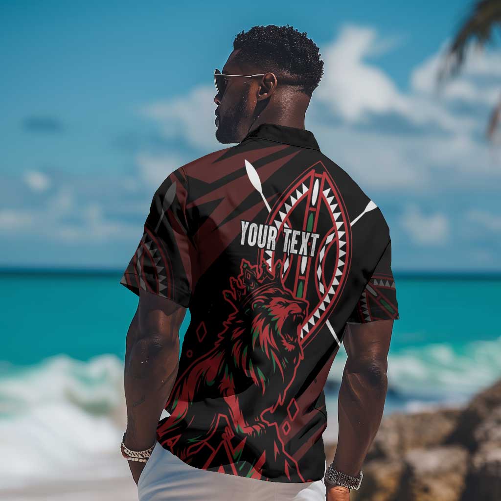 Kenya Personalized Lion Hawaiian Shirt Stylized Maasai Shield LT7