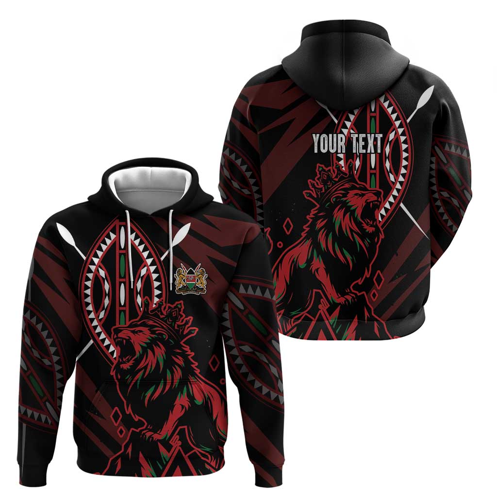 Kenya King Lion Personalized Hoodie Stylized Maasai Shield LT7