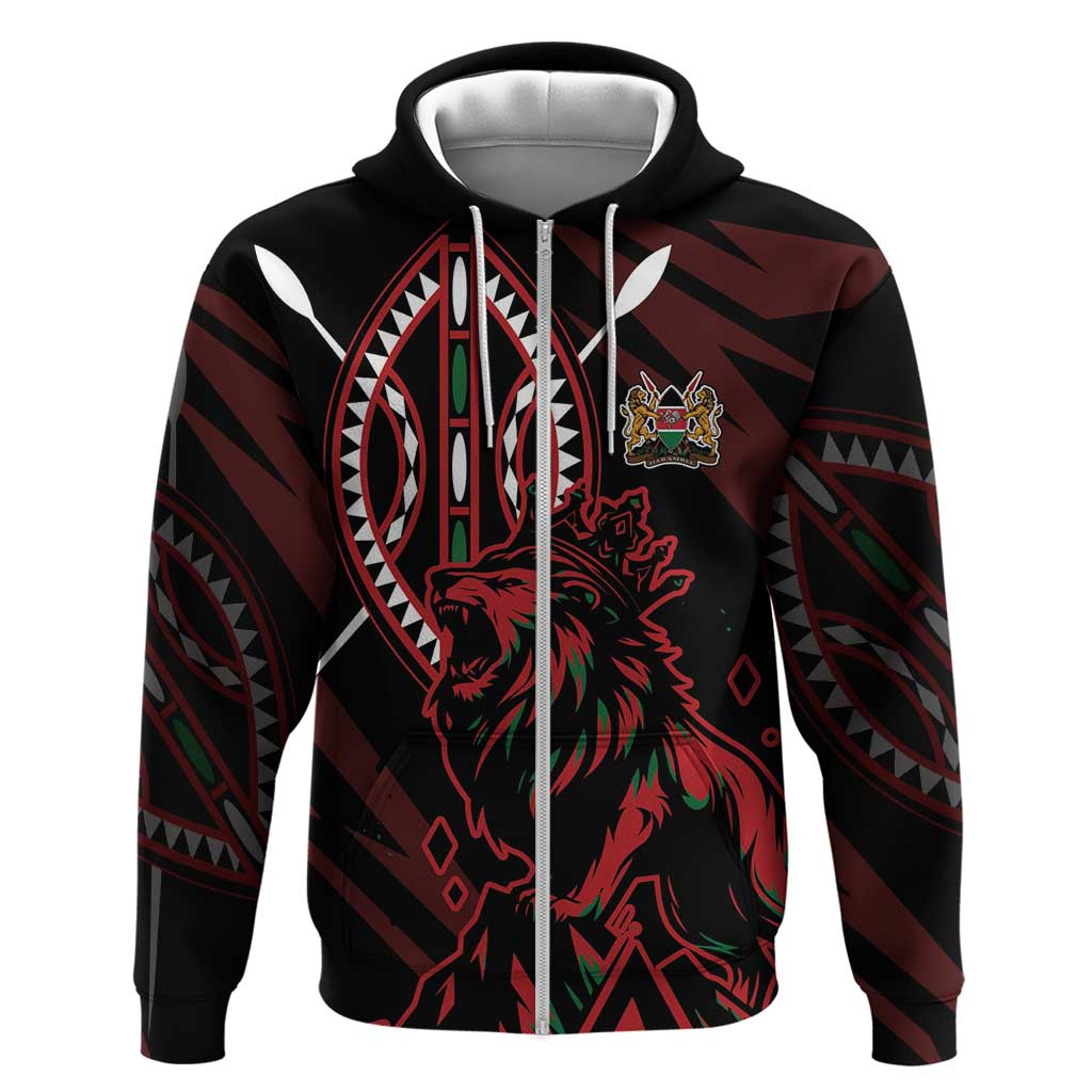Kenya King Lion Personalized Hoodie Stylized Maasai Shield LT7