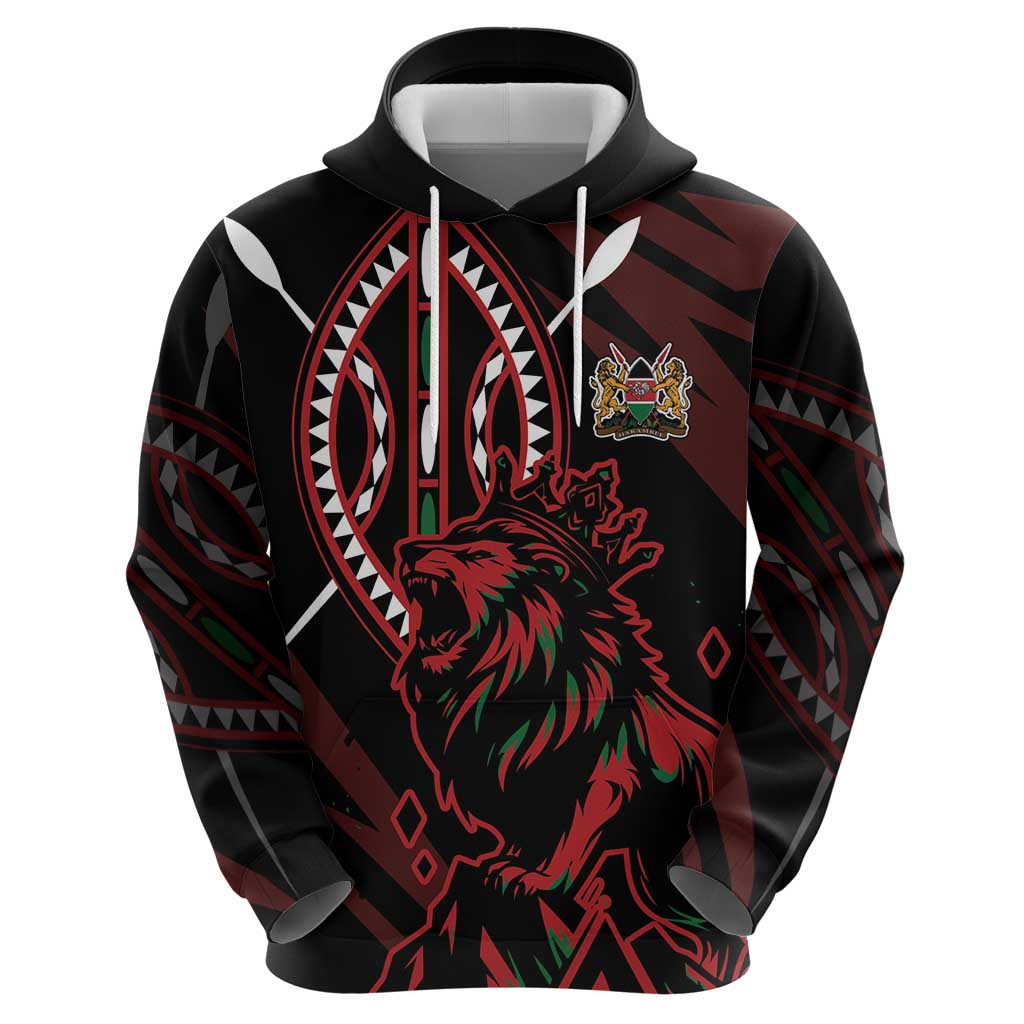 Kenya King Lion Personalized Hoodie Stylized Maasai Shield LT7