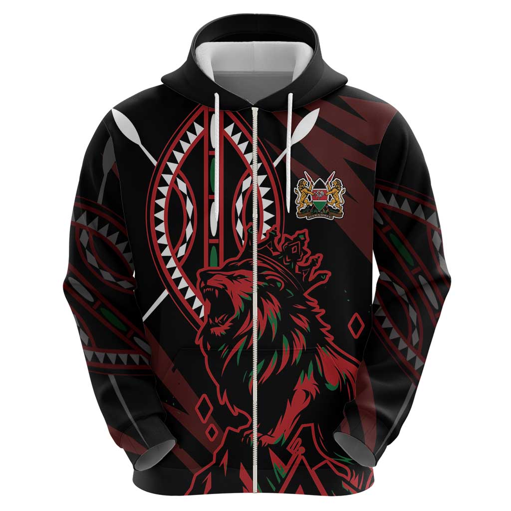 Kenya King Lion Personalized Hoodie Stylized Maasai Shield LT7