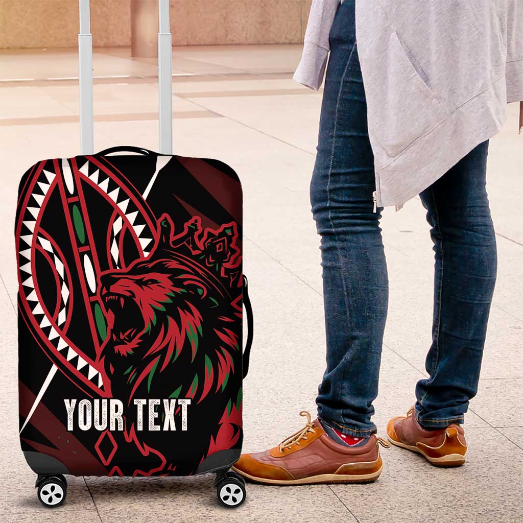 Kenya King Lion Personalized Luggage Cover Stylized Maasai Shield LT7