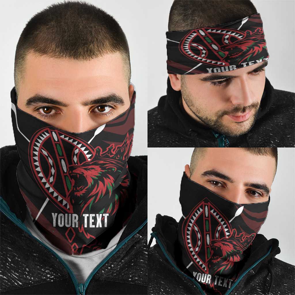 Kenya King Lion Personalized Neck Gaiter Stylized Maasai Shield LT7