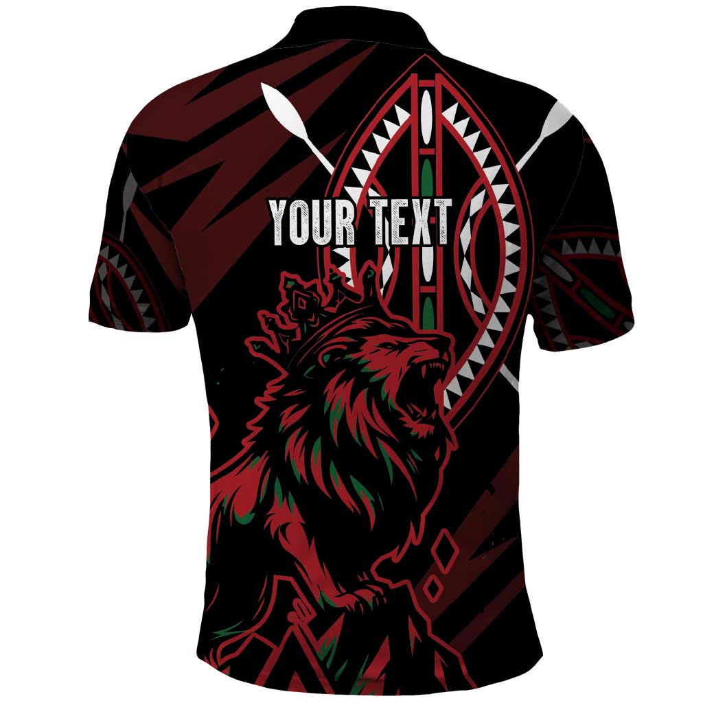 Kenya King Lion Personalized Polo Shirt Stylized Maasai Shield LT7