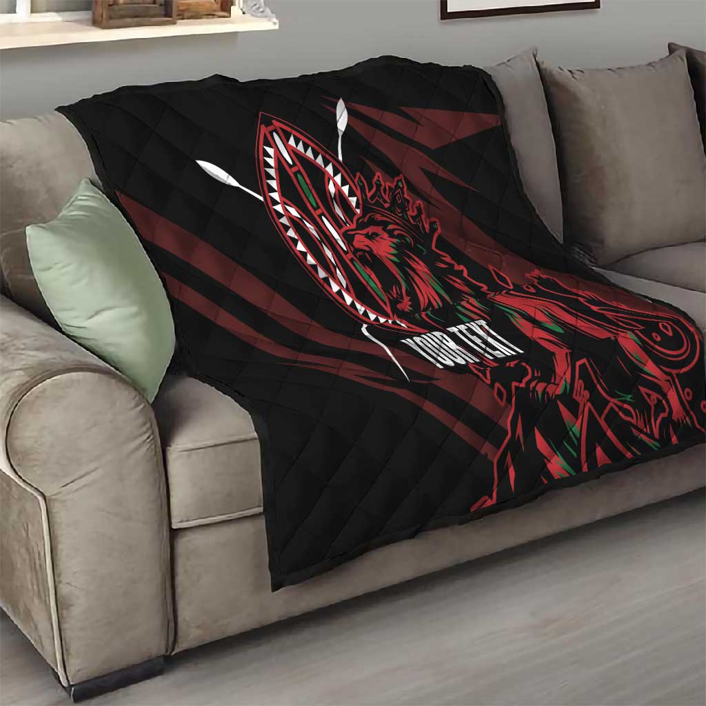 Kenya Personalized Lion Quilt Stylized Maasai Shield LT7