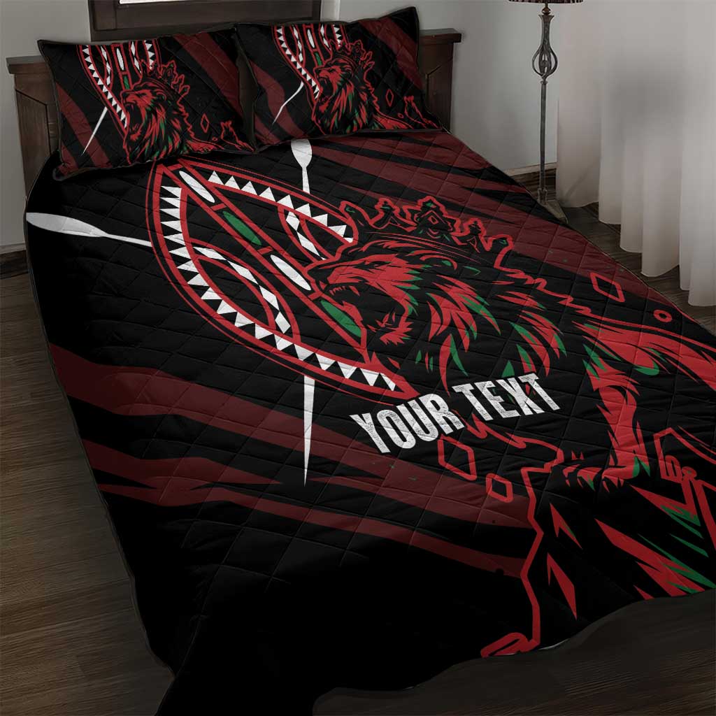 Kenya Personalized Lion Quilt Bed Set Stylized Maasai Shield LT7