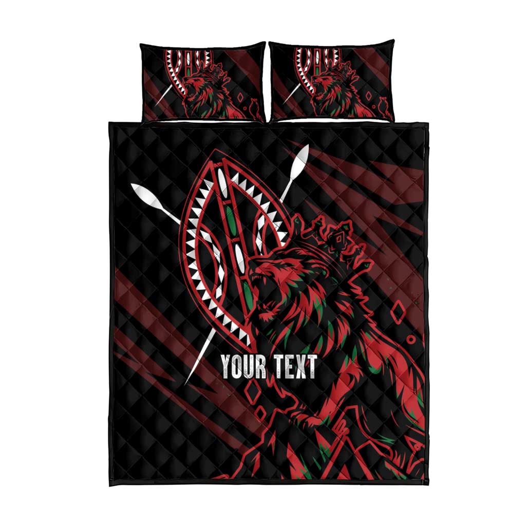 Kenya Personalized Lion Quilt Bed Set Stylized Maasai Shield LT7