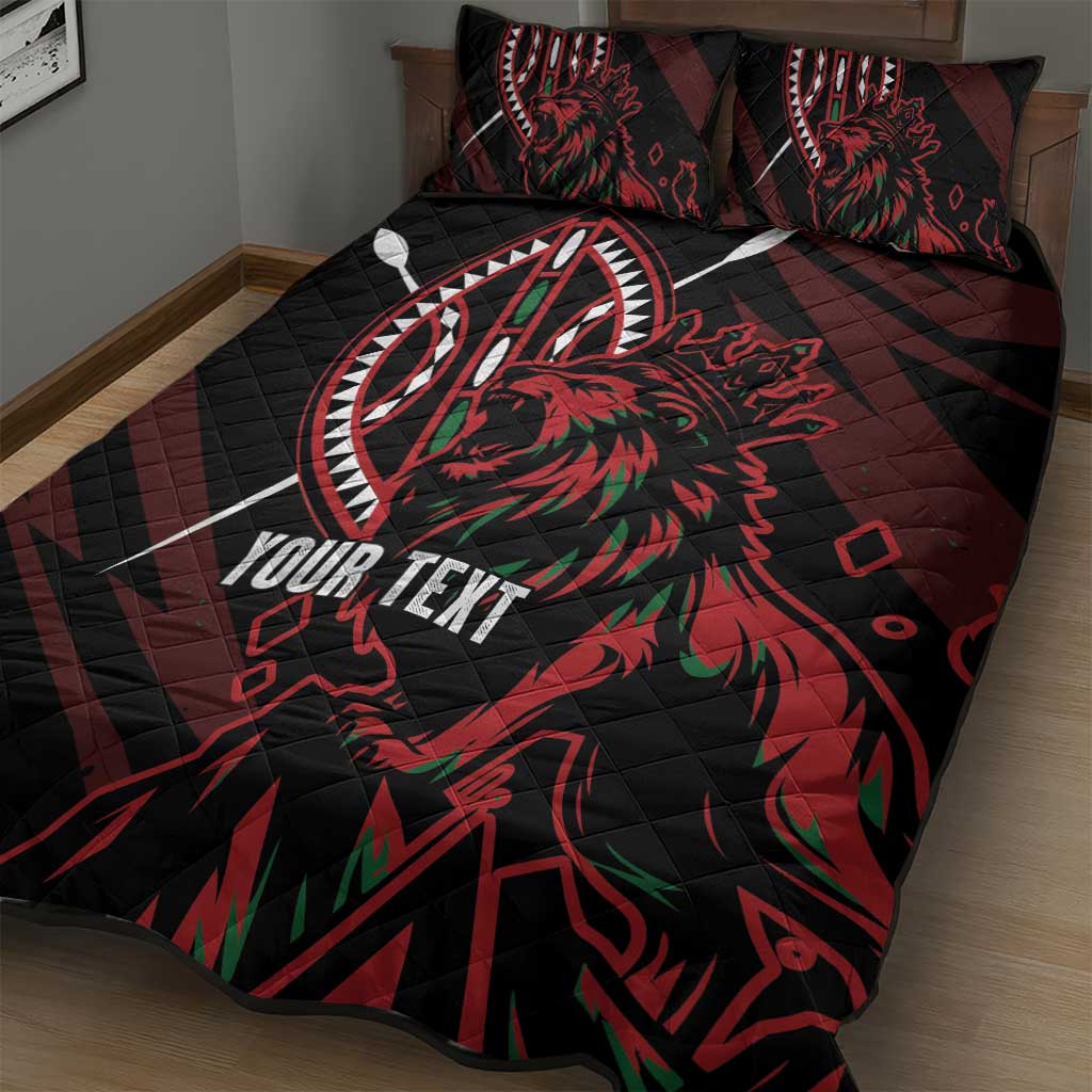 Kenya Personalized Lion Quilt Bed Set Stylized Maasai Shield LT7