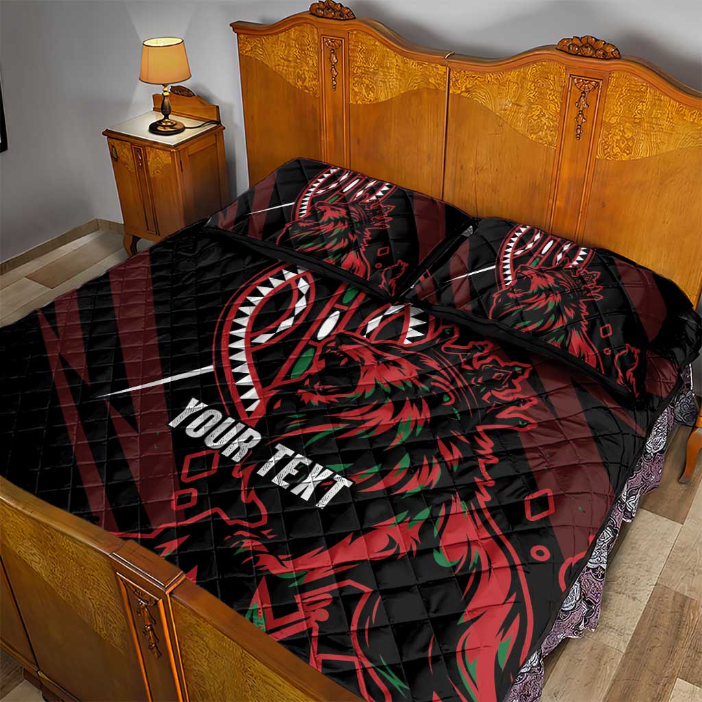 Kenya Personalized Lion Quilt Bed Set Stylized Maasai Shield LT7