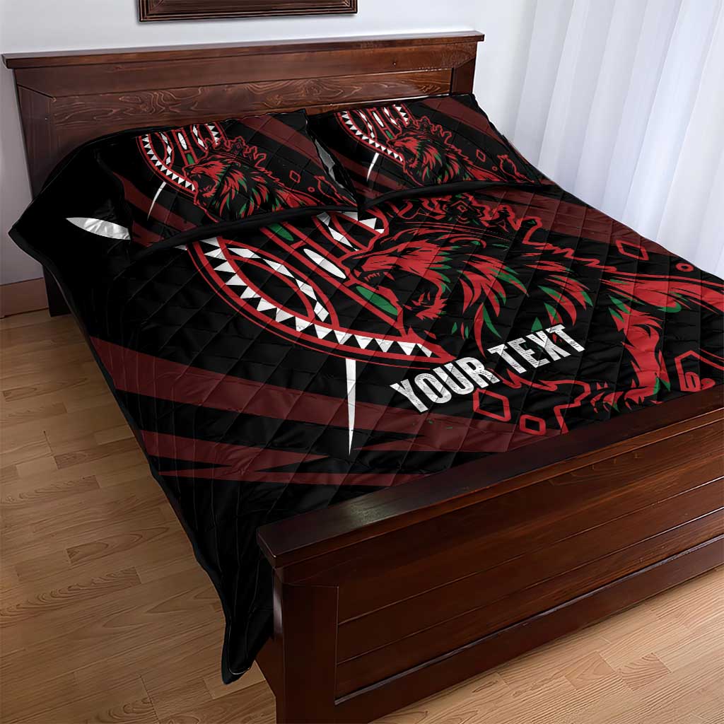 Kenya Personalized Lion Quilt Bed Set Stylized Maasai Shield LT7