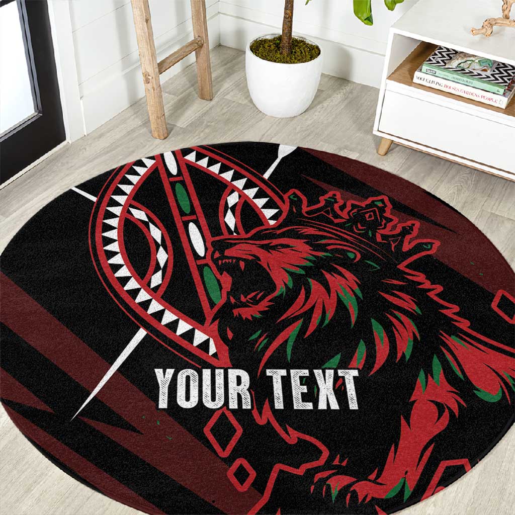 Kenya Personalized Lion Round Carpet Stylized Maasai Shield LT7