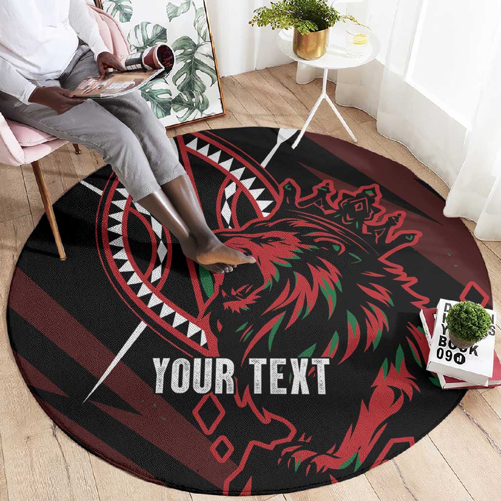Kenya Personalized Lion Round Carpet Stylized Maasai Shield LT7