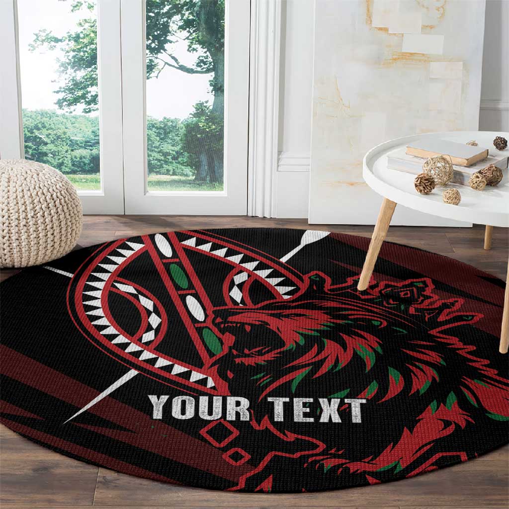 Kenya Personalized Lion Round Carpet Stylized Maasai Shield LT7