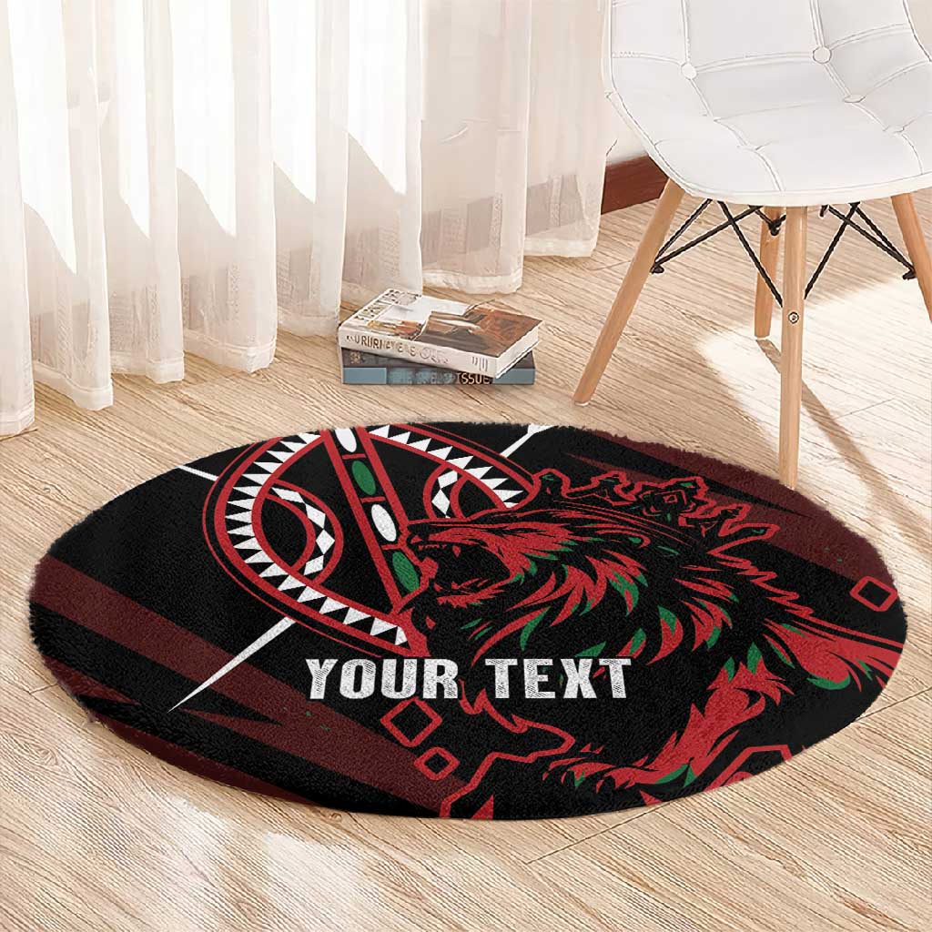 Kenya Personalized Lion Round Carpet Stylized Maasai Shield LT7