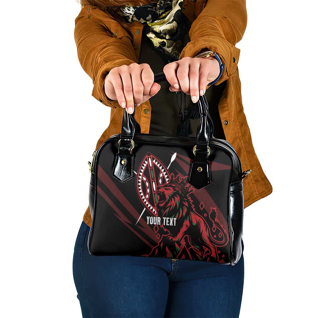 Kenya King Lion Personalized Shoulder Handbag Stylized Maasai Shield LT7